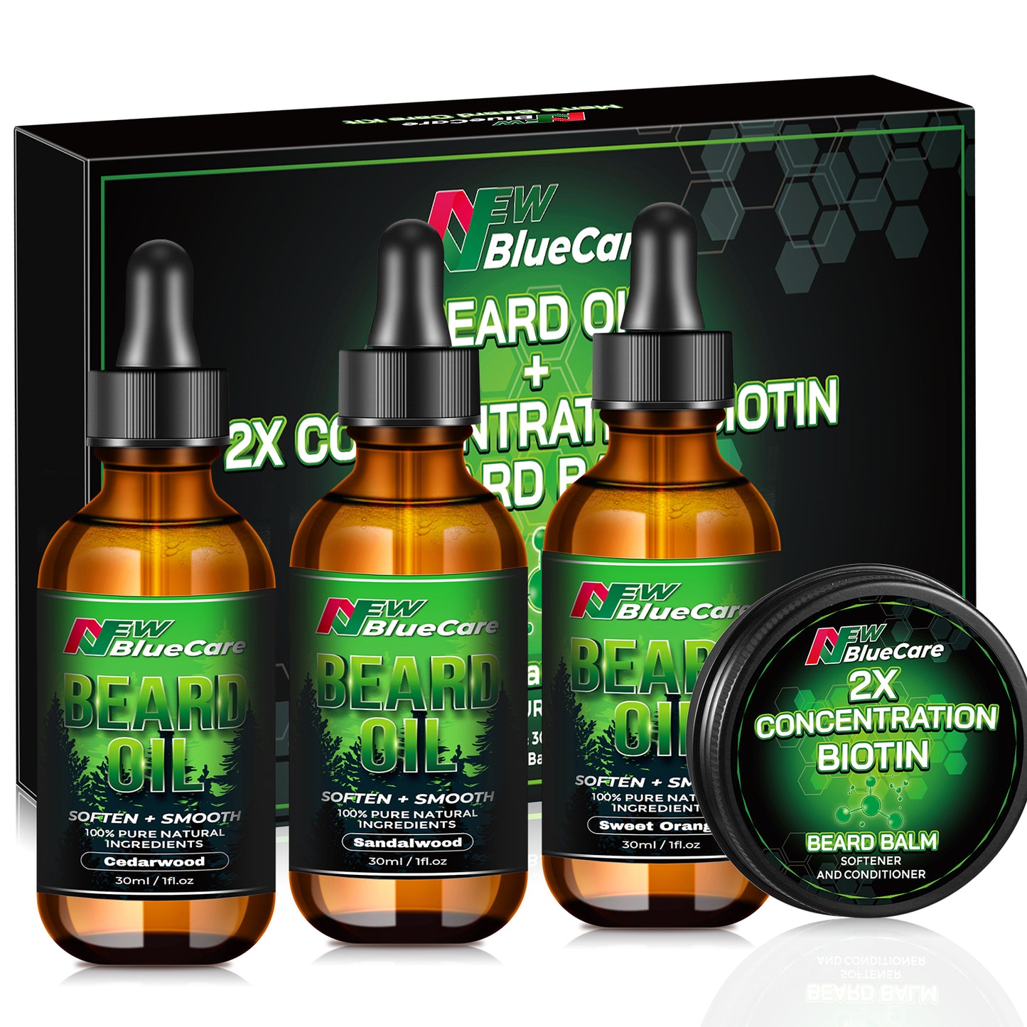 2X Concentration Biotin Beard Balm & Beard Oils - 4 Pack