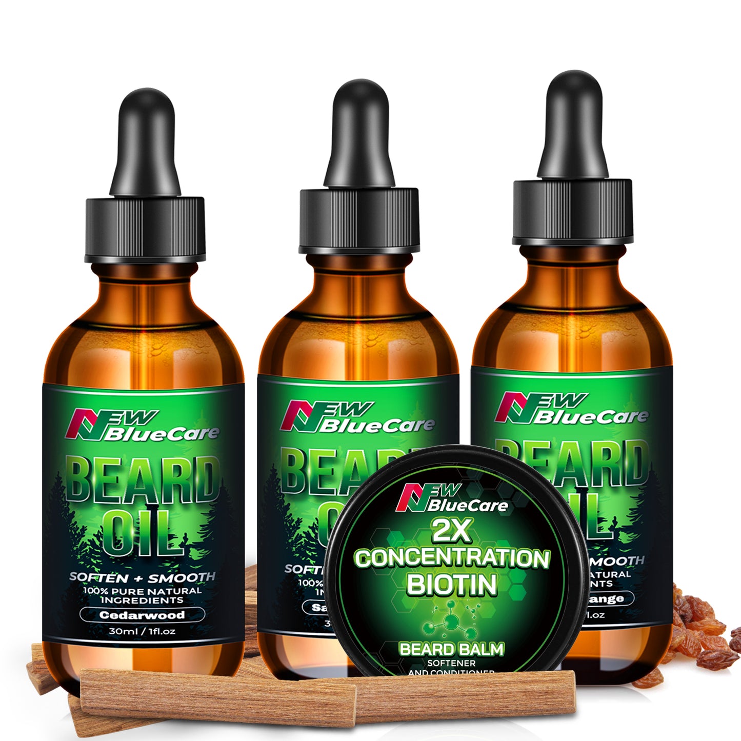 2X Concentration Biotin Beard Balm & Beard Oils - 4 Pack